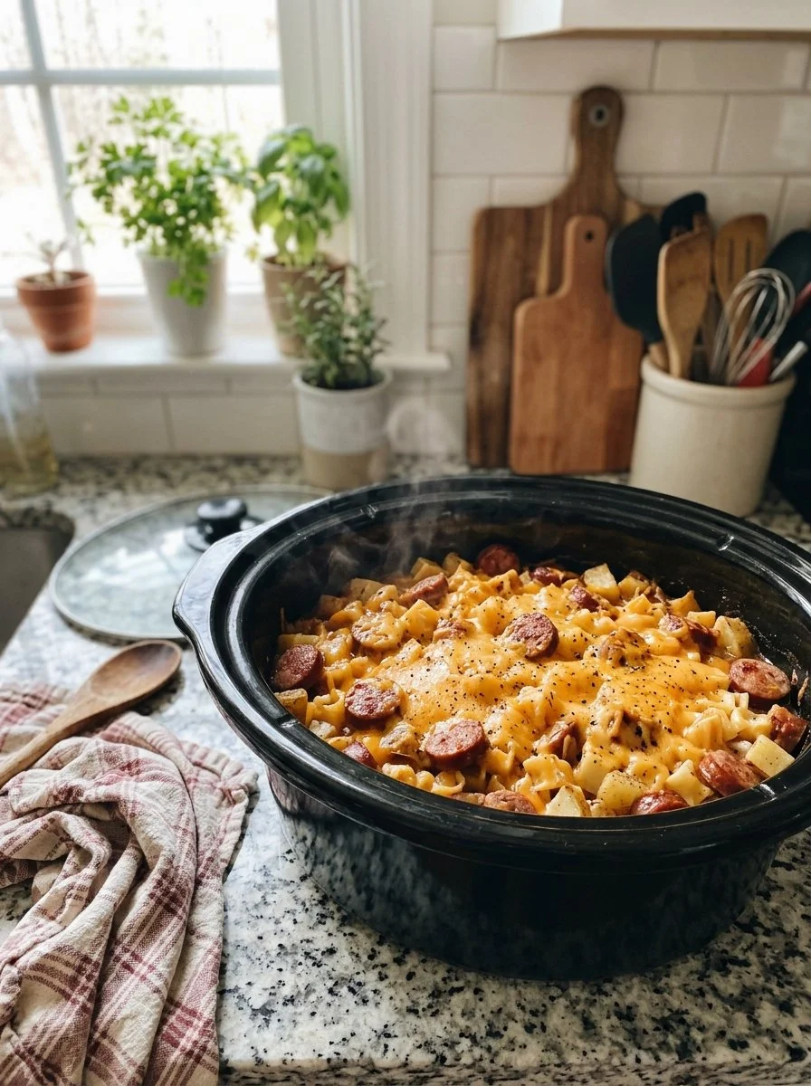 Slow Cooker Beef Kielbasa Hash Brown Casserole 2 Slow Cooker Beef Kielbasa Hash Brown Casserole