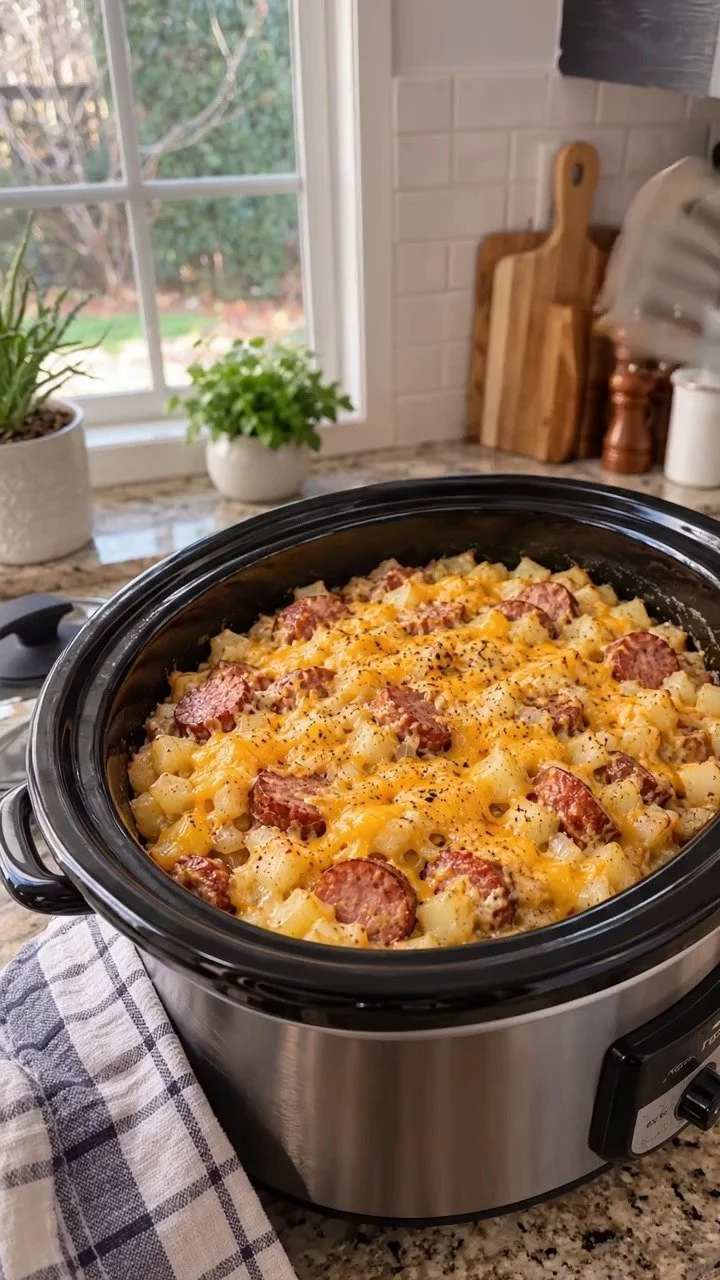 Slow Cooker Beef Kielbasa Hash Brown Casserole 3 Slow Cooker Beef Kielbasa Hash Brown Casserole