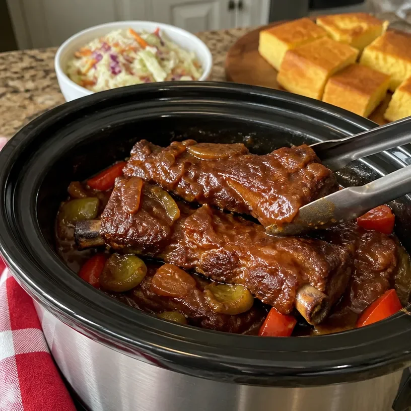 Slow Cooker Beef Spareribs with Barbecue Sauce and Onion 2 Slow Cooker Beef Spareribs with Barbecue Sauce and Onion