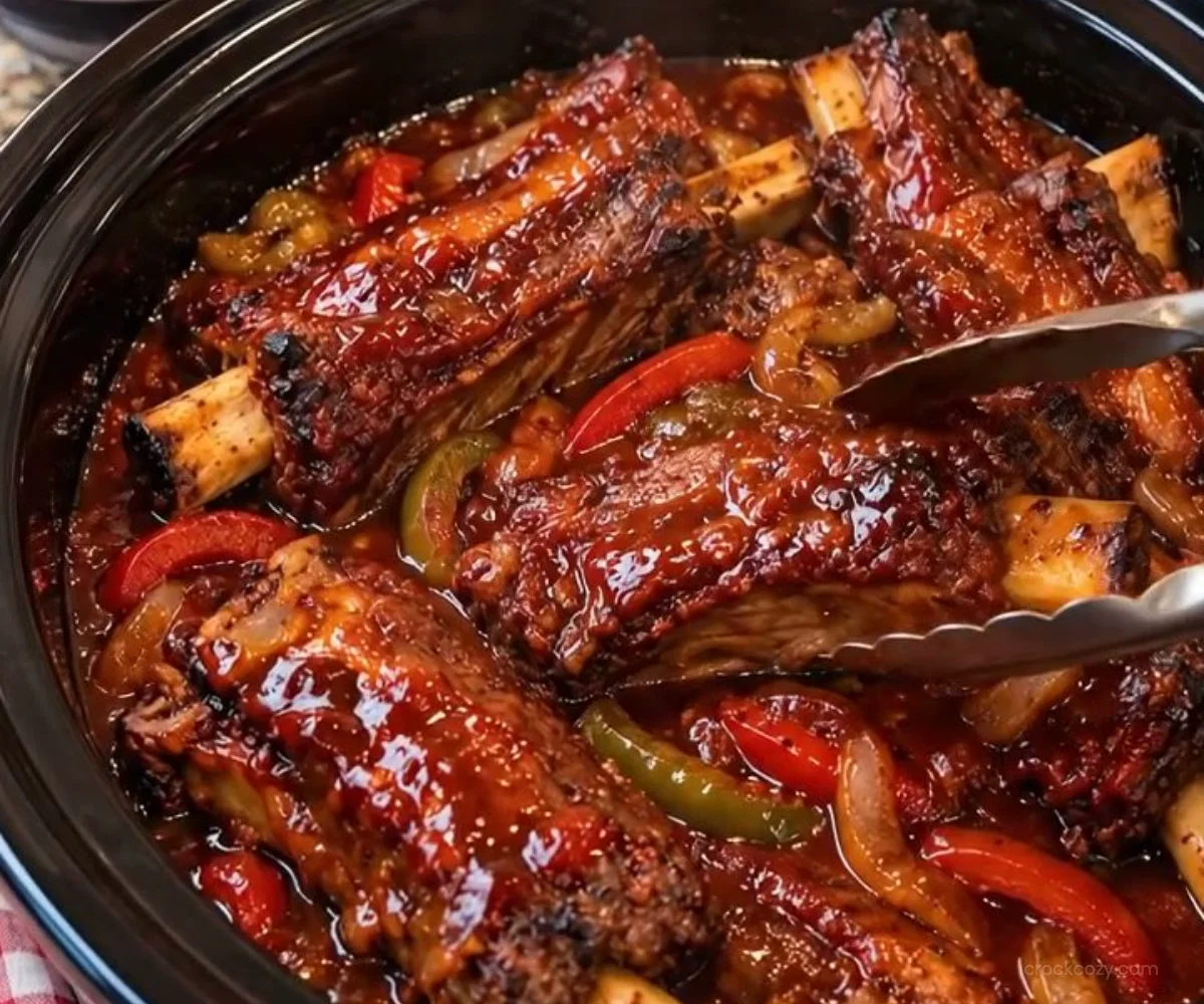 Slow Cooker Beef Spareribs with Barbecue Sauce and Onion 4 Slow Cooker Beef Spareribs with Barbecue Sauce and Onion