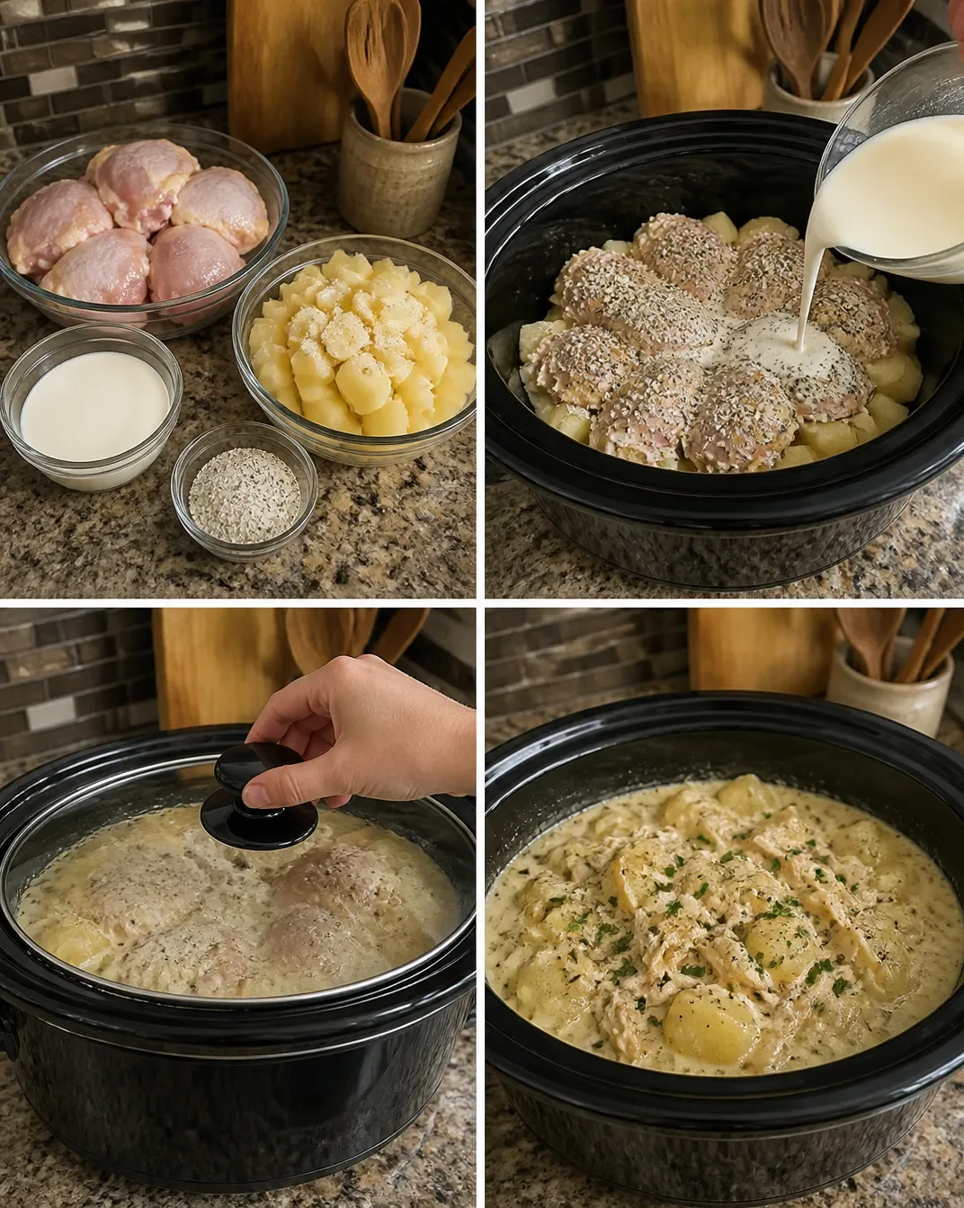 Slow Cooker Creamy Ranch Chicken and Potatoes
