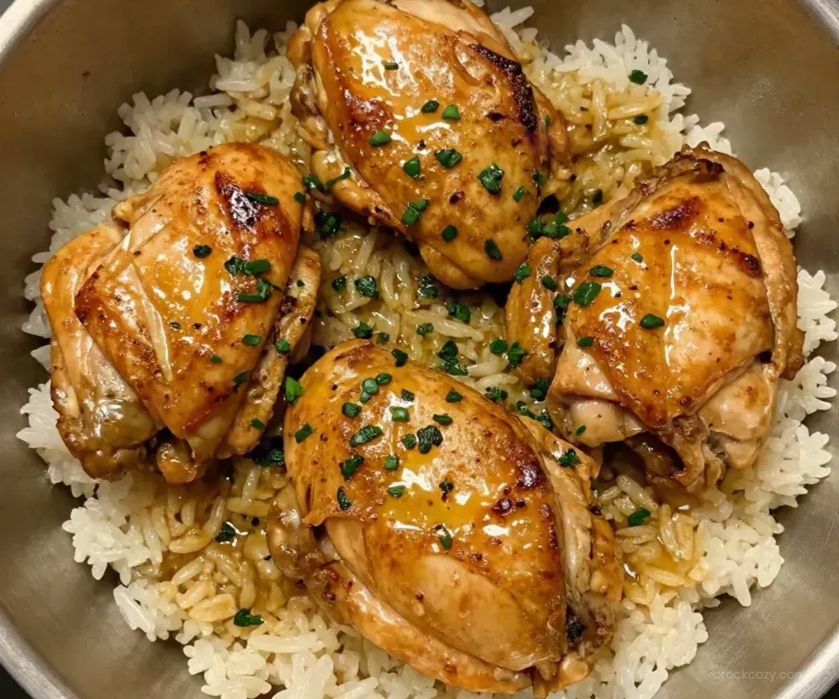 Slow Cooker Lemon Herb Chicken and Rice