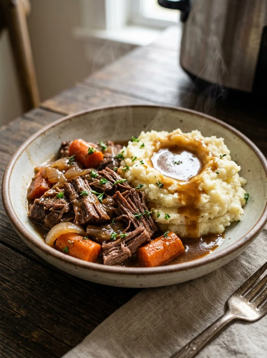 Slow Cooker Pot Roast with Mashed Potatoes and Gravy 22 Slow Cooker Pot Roast with Mashed Potatoes and Gravy