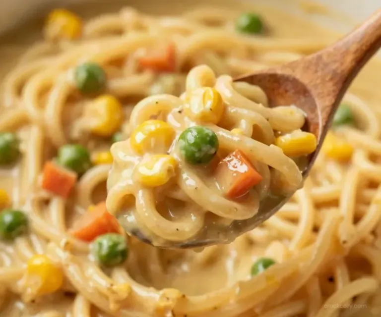 Cozy Crockpot Recipes 1 Crock Pot Chicken Pot Pie Pasta with chicken, creamy sauce, and vegetables